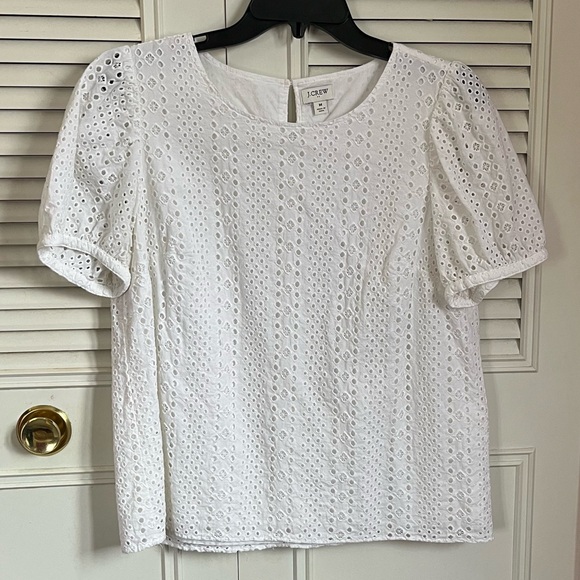 J. Crew Tops - J.Crew White Eyelet Top 100% Cotton Sz M